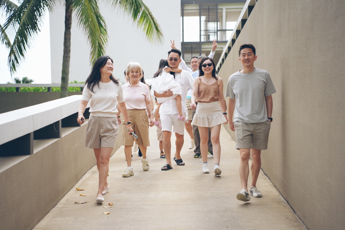 People walking together outdoors